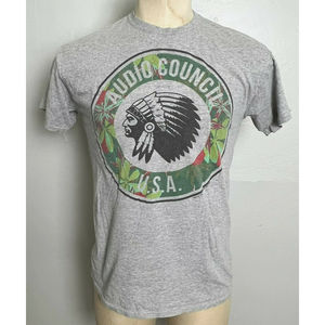 Audio Council USA Indian Chief Head & Headdress T-Shirt Grey Tropical Trim